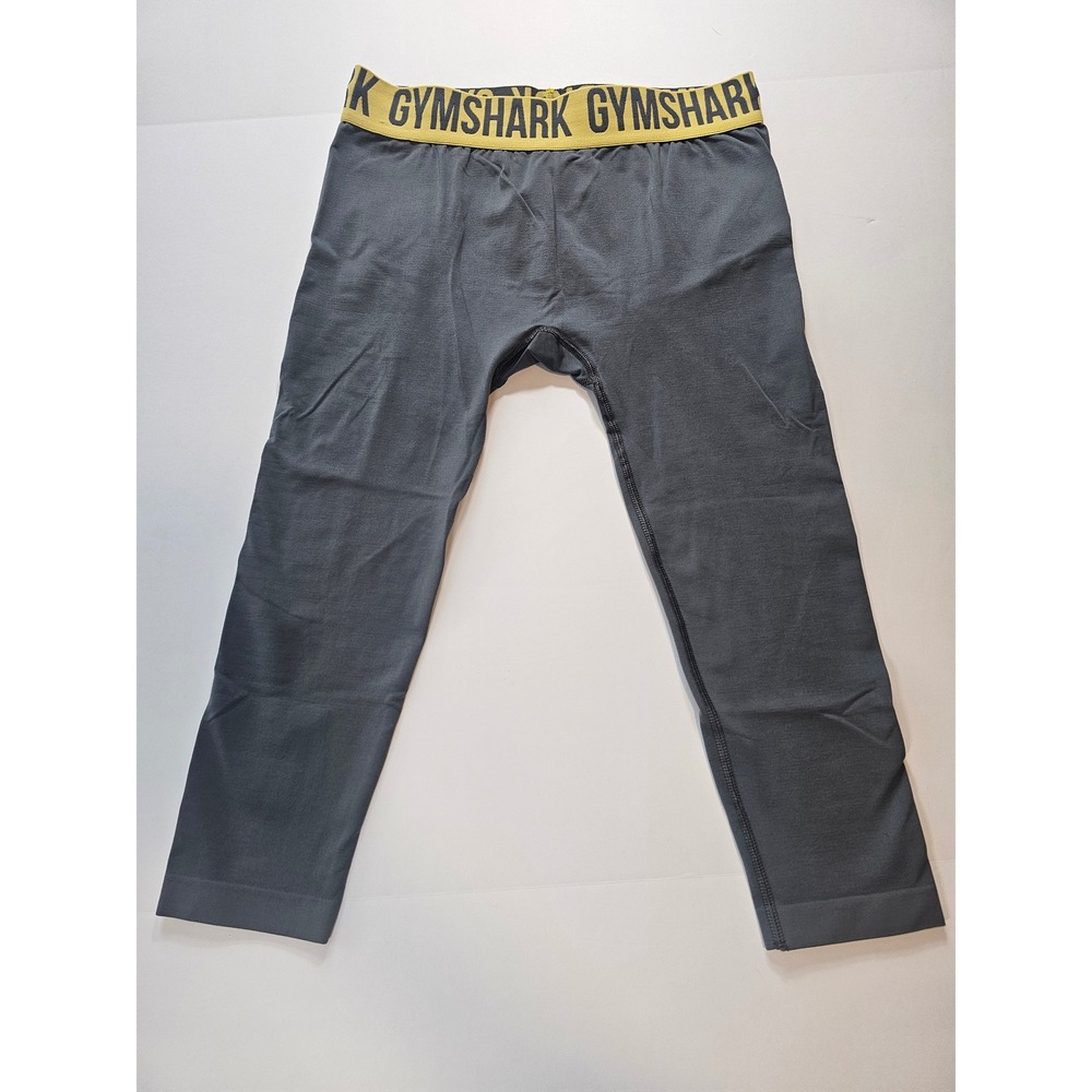 Gymshark‎ Fit Seamless Leggings Womens Medium Grey Yellow Cropped Active Gym